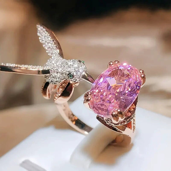 Women's Copper Bird Ring With Zirconia Geometric And Animal Pattern Exaggerated Style