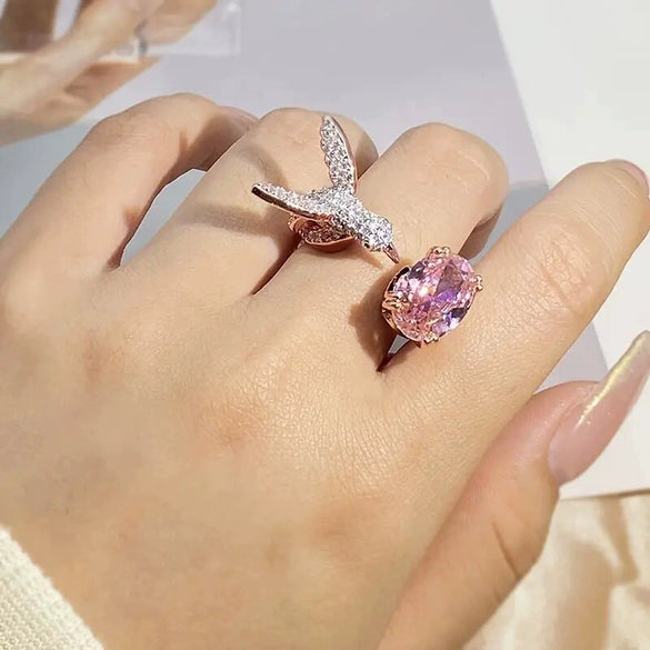 Women's Copper Bird Ring With Zirconia Geometric And Animal Pattern Exaggerated Style