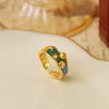 Women's Copper Blue Sea Starfish Shell Ring With Geometric Pattern And Electroplating Treatment