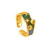 Women's Copper Blue Sea Starfish Shell Ring With Geometric Pattern And Electroplating Treatment