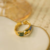 Women's Copper Blue Sea Starfish Shell Ring With Geometric Pattern And Electroplating Treatment