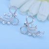 Women’s Copper Bow And Flower Earrings With Zircon Crystal Accents Elegant Simple Design Wholesale Fashion Jewelry