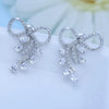 Women’s Copper Bow And Flower Earrings With Zircon Crystal Accents Elegant Simple Design Wholesale Fashion Jewelry