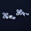 Women’s Copper Bow And Flower Earrings With Zircon Crystal Accents Elegant Simple Design Wholesale Fashion Jewelry