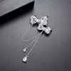 Women's Copper Bow Brooch With Zircon Accents Electroplated Chain And Tassel Design Simple Animal Pattern Fashion Jewelry Accessory
