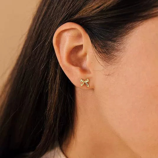 Women's Copper Bow Tie Earrings With Electroplated Finish Old Money Style Fashion Statement Jewelry