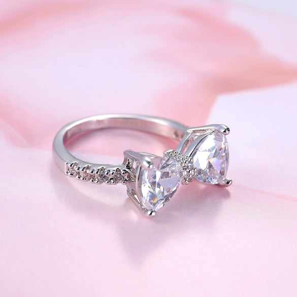 Women's Copper Bow Zircon Jewelry Electroplated Fashion Ring