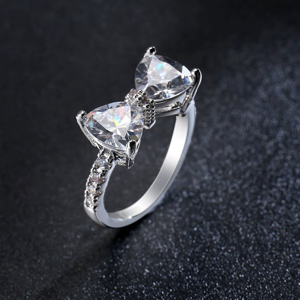 Women's Copper Bow Zircon Jewelry Electroplated Fashion Ring