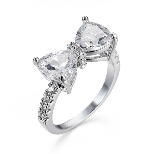 Women's Copper Bow Zircon Jewelry Electroplated Fashion Ring