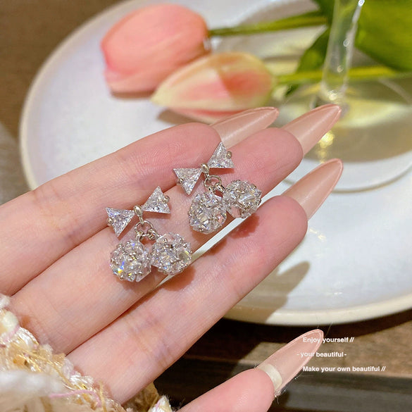 Women's Copper Bow Zirconia Earrings