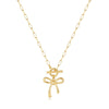 Women's Copper Bowknot Clavicle Chain Necklace With Geometric Pendant Electroplated Sweet Versatile Design