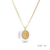 Women's Copper Box Chain Necklace With Mixed Gem Inlay And Electroplating Treatment Geometric Style