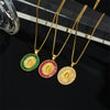 Women's Copper Box Chain Necklace With Mixed Gem Inlay And Electroplating Treatment Geometric Style