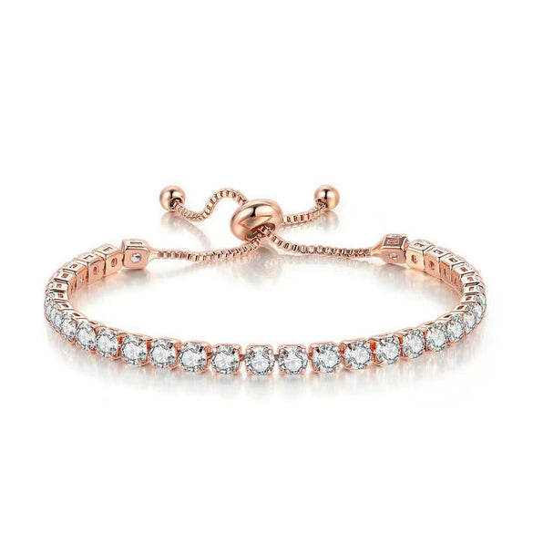 Women's Copper Bracelet Inlaid With Zircon Rhombus Pattern Simple Geometric Style