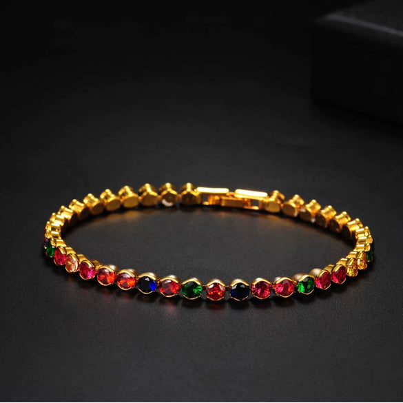Women's Copper Bracelet With Aaa Round Color Zircon Geometric Natural Style Fashion Jewelry