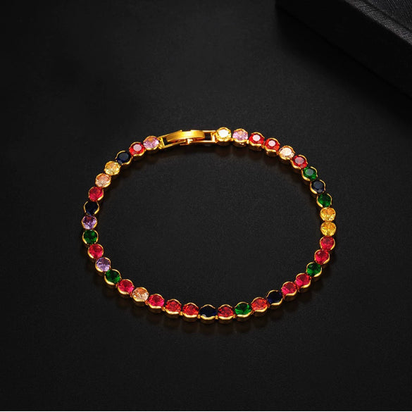 Women's Copper Bracelet With Aaa Round Color Zircon Geometric Natural Style Fashion Jewelry