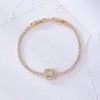 Women's Copper Bracelet With Gold Plated Geometric Square Zircon And Glass Gypsophila Design Fashion Elegant Jewelry
