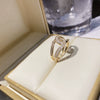 Women’s Copper C Shaped Open Ring With Micro Paved Zircon Geometric Design Electroplated Fashion Jewelry