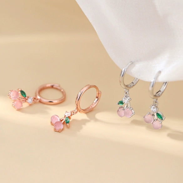 Women's Copper Cherry Pearl Earrings With Platinum Inlaid Detail Fashion Niche Design High Grade Elegant Earrings
