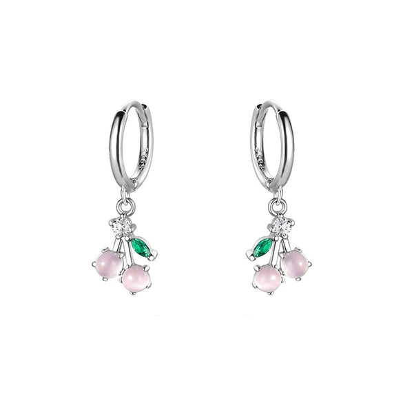 Women's Copper Cherry Pearl Earrings With Platinum Inlaid Detail Fashion Niche Design High Grade Elegant Earrings