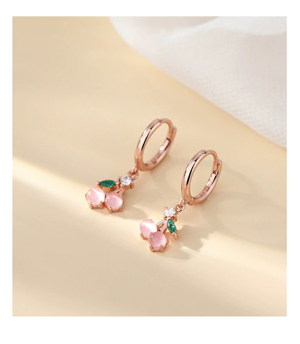 Women's Copper Cherry Pearl Earrings With Platinum Inlaid Detail Fashion Niche Design High Grade Elegant Earrings