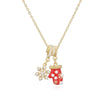 Women's Copper Christmas Necklace With Santa Claus Snowflake Stocking And Candy Cane Charms Dripping Oil Finish And O Chain