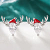 Women's Copper Christmas Reindeer Drop Earrings With Synthetic Cubic Zirconia And Enamel Holiday Design