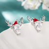 Women's Copper Christmas Reindeer Drop Earrings With Synthetic Cubic Zirconia And Enamel Holiday Design