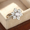 Women's Copper Christmas Snowflake Ring With Geometric Zircon Inlay Minimalist Sweet And Luxurious Jewelry Design