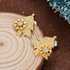 Women's Copper Christmas Tree Earrings With Shiny Zircon Geometric Leaf Design Sparkling Holiday Fashion Jewelry