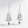 Women's Copper Christmas Tree Earrings With Spiral Ribbon Water Drop Pendants And Star Shape Design