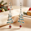 Women's Copper Christmas Tree Earrings With Spiral Ribbon Water Drop Pendants And Star Shape Design