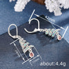 Women's Copper Christmas Tree Earrings With Spiral Ribbon Water Drop Pendants And Star Shape Design