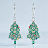 Women's Copper Christmas Tree Earrings With Starshaped Sparkling Snowflake Design Festive Holiday Jewelry Accessories
