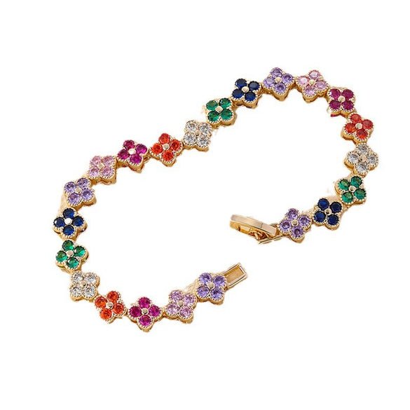 Women's Copper Clover Butterfly Geometric Sweet Style Bracelet With Corundum Treatment