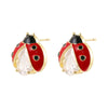 Women's Copper Coccinella Septempunctata Beetle Personality Dripping Oil Earrings