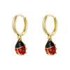Women's Copper Coccinella Septempunctata Beetle Personality Dripping Oil Earrings