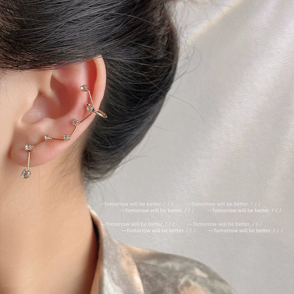 Women’s Copper Constellation Geometric Ear Clips With Diamondeffect Accents And Electroplated Finish