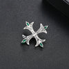 Women's Copper Cross Brooch With Zircon Pearl Geometric Design Electroplated Decorative Lapel Pin