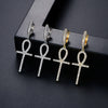 Women's Copper Cross Earrings With Zircon Accents Electroplated Geometric Punk Fashion Ear Buckle Jewelry