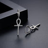 Women's Copper Cross Earrings With Zircon Accents Electroplated Geometric Punk Fashion Ear Buckle Jewelry