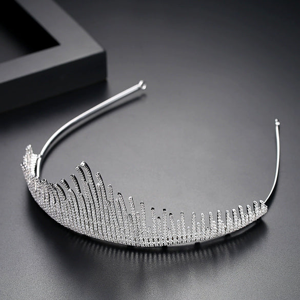 Women's Copper Crown Hair Hoop With Microinlaid Zircon Elegant Wedding And Dinner Hair Accessory Gift