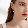 Women's Copper Crystal Blue Butterfly Pearl Geometric Bow Electroplated Earrings