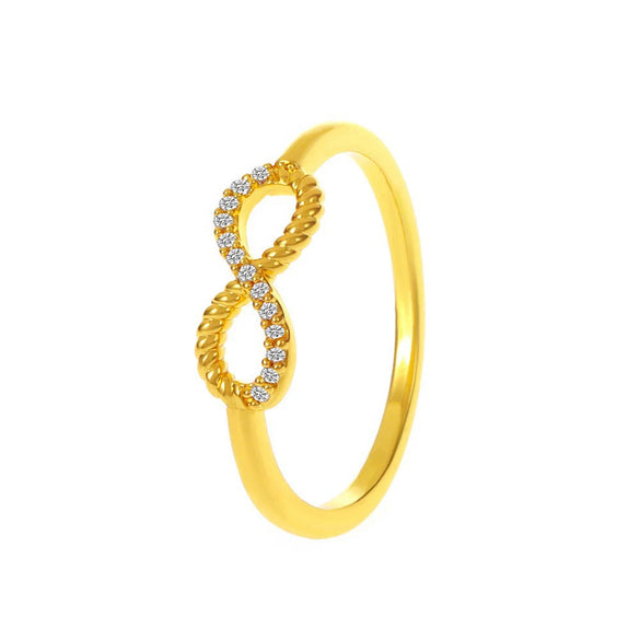 Women's Copper Cut Out Cross 8Shaped Micropaved Zircon Ring Jewelry