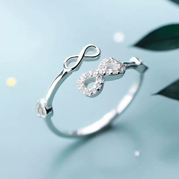 Women's Copper Cut Out Cross 8Shaped Micropaved Zircon Ring Jewelry