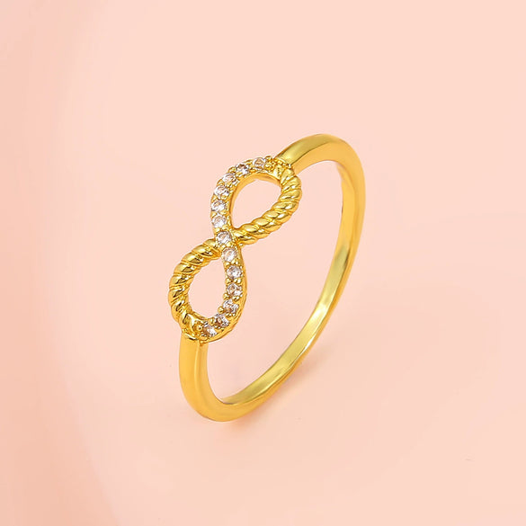 Women's Copper Cut Out Cross 8Shaped Micropaved Zircon Ring Jewelry