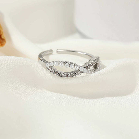 Women's Copper Cut Out Cross 8Shaped Micropaved Zircon Ring Jewelry