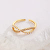 Women's Copper Cut Out Cross 8Shaped Micropaved Zircon Ring Jewelry