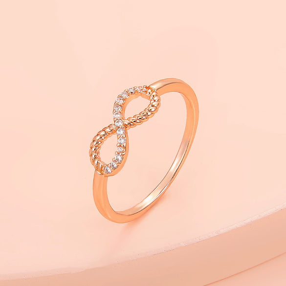 Women's Copper Cut Out Cross 8Shaped Micropaved Zircon Ring Jewelry
