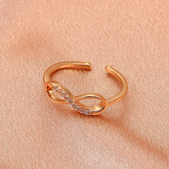 Women's Copper Cut Out Cross 8Shaped Micropaved Zircon Ring Jewelry